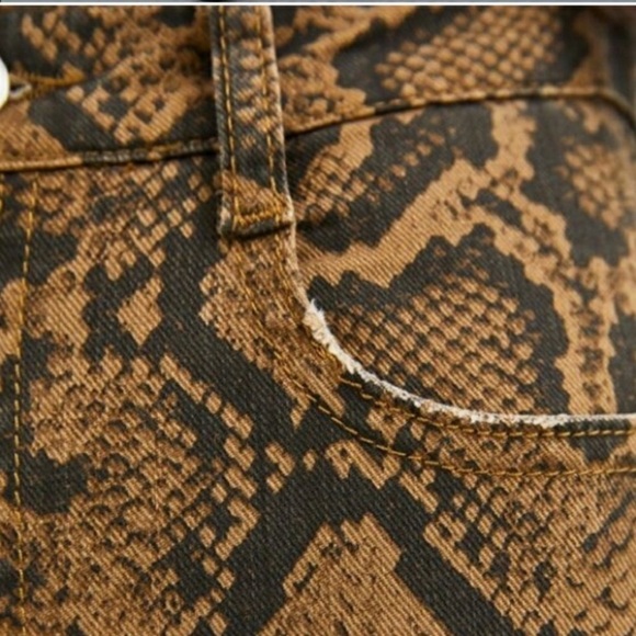 Zara High Rise Skinny Snakeskin Python Denim Neutral Jeans - Picture 4 of 11